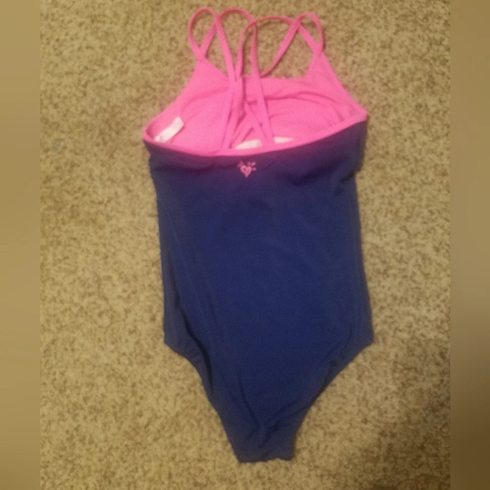 Justice Navy and Pink Sequin Love Swimsuit